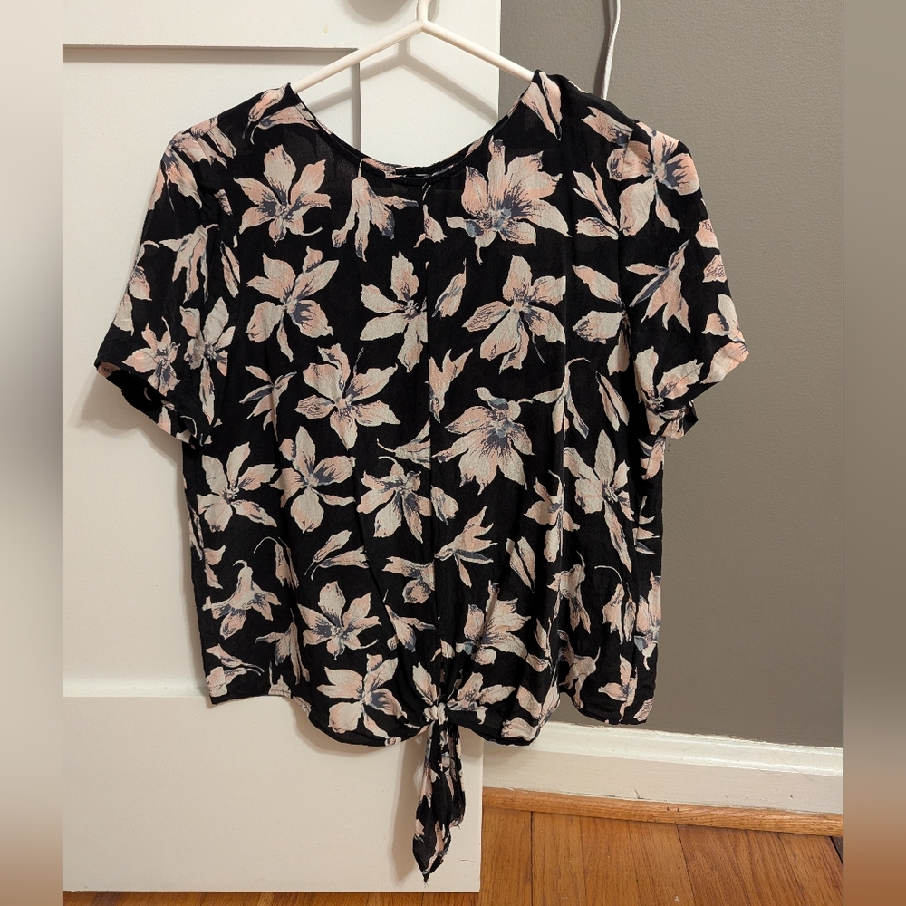 Madewell Silk Button Down Floral Blouse Tee In Winter Orchid